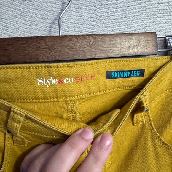 Style & Co Skinny Jeans Size 8 Yellow Colored Denim Stretch Pockets Casual Fit - Picture 5 of 13